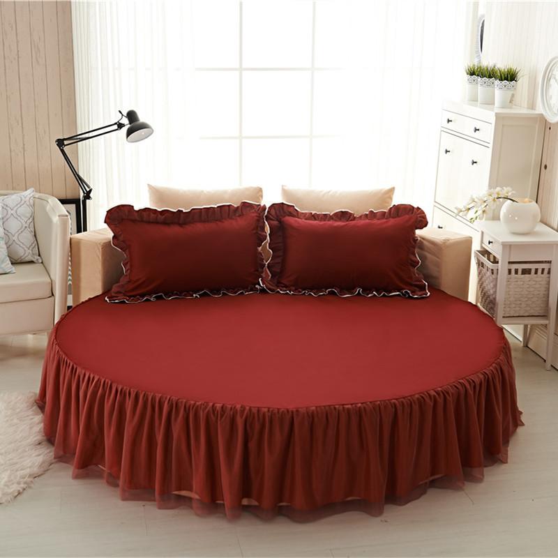 Star Hotel Supplies Cotton Round Bed Skirt Single Cotton Lace Round Bed Skirt Hotel Three-piece Suit