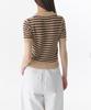 MUSINSA STANDARD WOMAN Women'S Striped Knitted Polo Shirt [Light Beige/Brown]