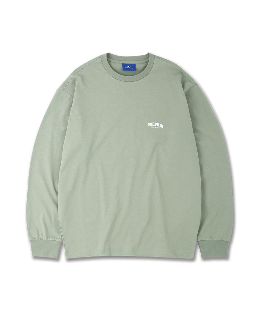 DOLPHIN WAVE APPAREL [2-Pack] Dolphin Arch Logo Long Sleeve T-Shirt White Light Khaki