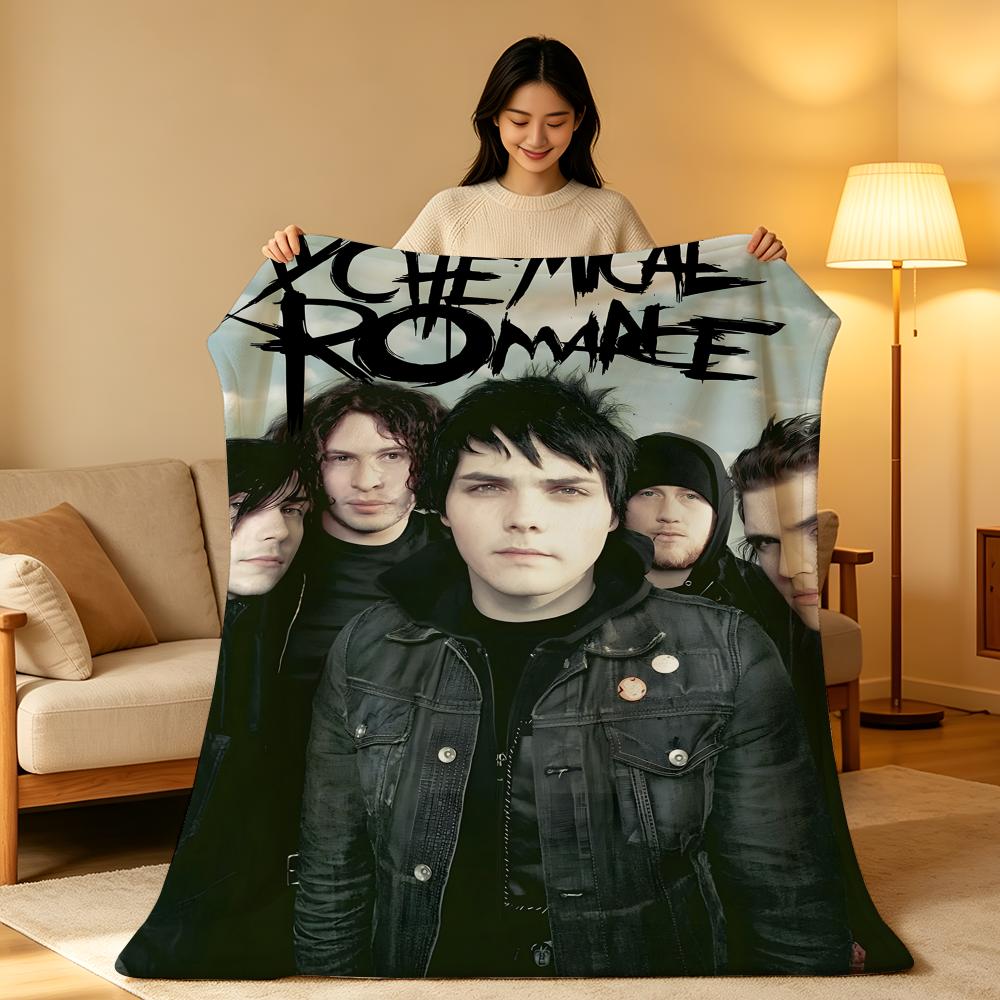 Band M-My C-Chemical R-Romance Throw High-Density Short Plush Blanket Soft Skin-Friendly for Sofa Nap Air-Conditioned Room