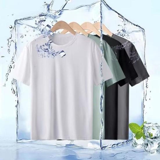 Suvine meeste T-särk Ümara kaelusega ühevärviline võrk lühikeste varrukatega jääsiidist Kiiresti kuivav lahtine elastne pullover vabaaja igapäevane riietus Fitness Sport Top
