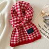 New Year's Korean Red Plaid 111 Cotton Knitted Scarf Women's Winter Versatile Couple Thickened Warm Scarf