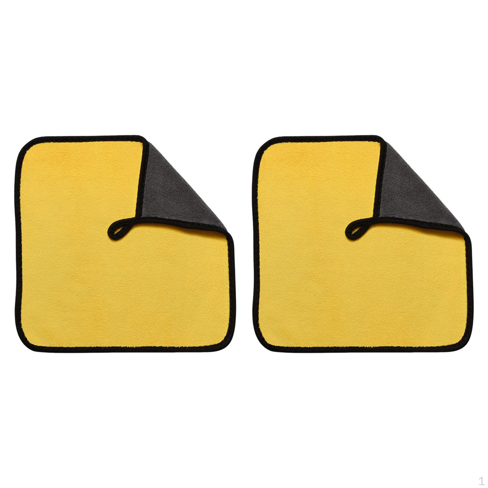 2 Pieces Double Sided Microfiber Car Drying Towel Quick Absorbent Soft Thick Cleaning Cloth 30cmx30cm