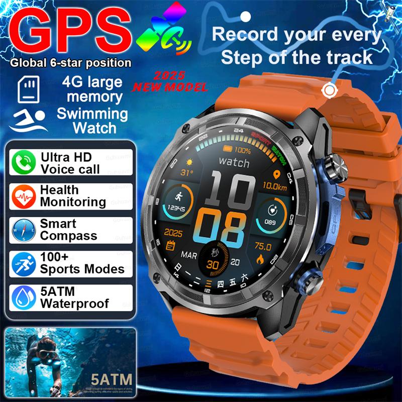 2026 GPS Smart Watches 3 ATM Waterproof Built-in Dual-band GNSS Compass Military GPS Map Heart Rate Sport Fitness Men SWIM Smartwatches