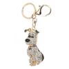 Cute Dog Shape Crystal Rhinestone Keychain Sparkling Bag Handbag Pendant for Women Girls White