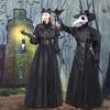 Plague Doctor Costume Halloween Medieval Hooded Robe Mask Hat For Monk Cosplay