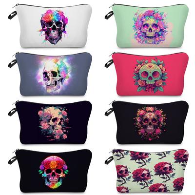Women Skull Print Cosmetic Bag Toiletries Organize Travel Storage Case 6856 KTB
