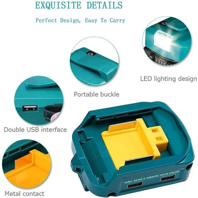 USB-Adapter für Makita BL1430 BL1440 BL1830 BL1840 BL1850 BL1860 14,4V 18V Akku mit LED-Licht Dual-USB-Port 2,1A Ladegerät
