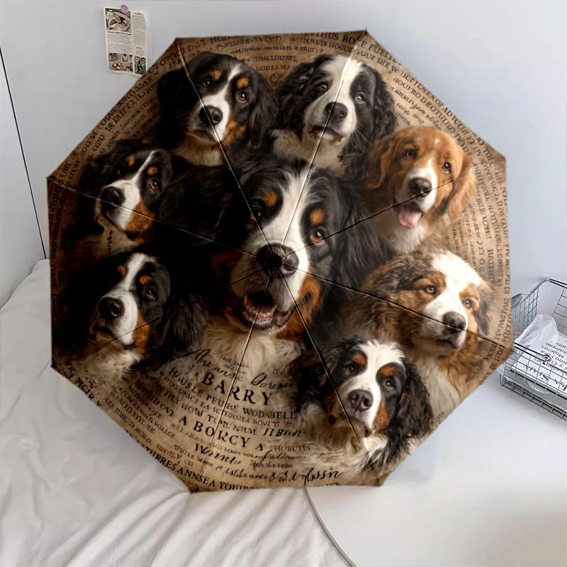 A Group of Dogs pattern, automatic folding umbrella, portable and foldable design, 8 ribs, a Christmas or birthday gift.
