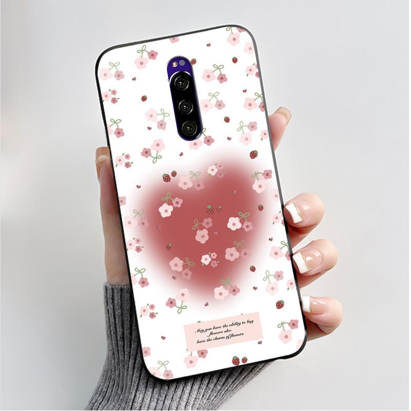 Printing Pattern Case For Sony Xperia 1 / Xperia XZ4 Funda Capa Soft Silicone Black Shell Cover Cute Flower Cartoon Casing Coque