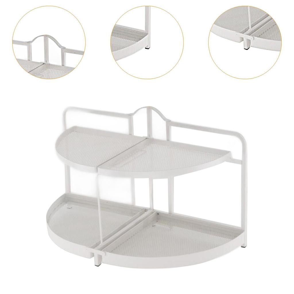 2 Layer Desktop Organizer Multifunction Folding Stable Makeup Storage Rack Spice for Home
