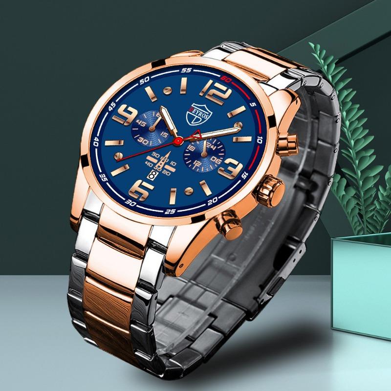 

DEYROS Новые роскошные мужские часы, модные деловые мужские часы с календарем, кварцевые часы, мужские часы с ремешком из нержавеющей стали, лучший мужской подарок