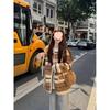 Women’s Korean Retro Striped Hooded Faux Lambswool Coat - Winter Loose Fit Cardigan with Long Sleeves