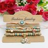 6Pcs Fatima Hand Evil Eye Bracelet Set For Women Heart Charm Beads Rope Chain Bangle Female Bohemian Handmade Jewelry