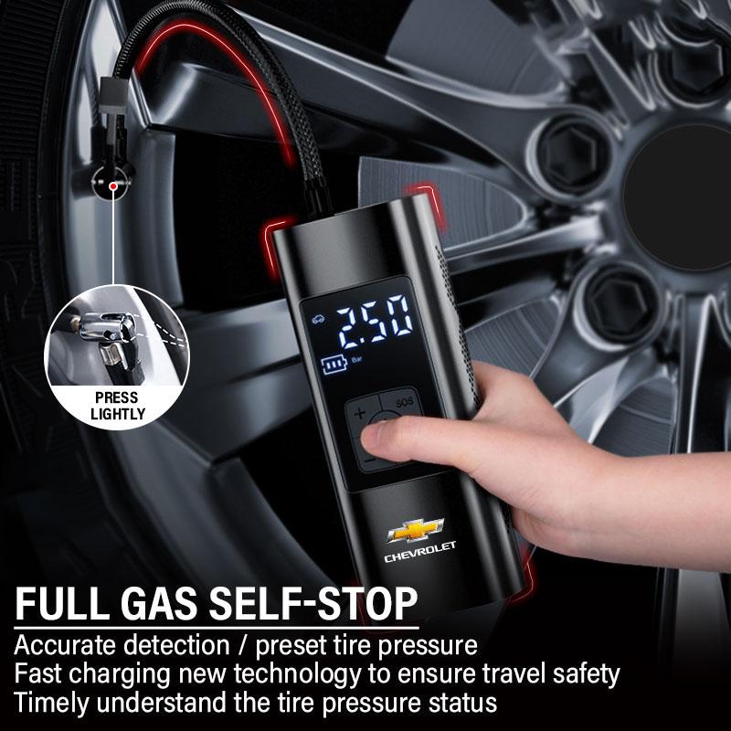 1Pcs Car Tire Inflator Smart Digital Inflatable Pump Emblem Accessories for Chevrolet Camaro Trax Blazer Cavalier Onix Aveo Silverado Malibu Captiva