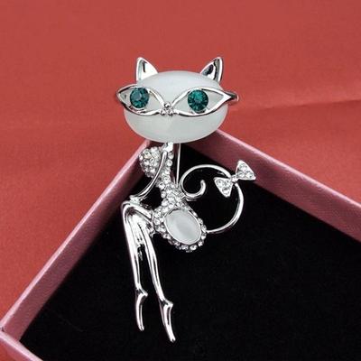 Opal  Wear Glasses Cat Brooches  Sexy Cat Pins and Brooches Wedding Accessories