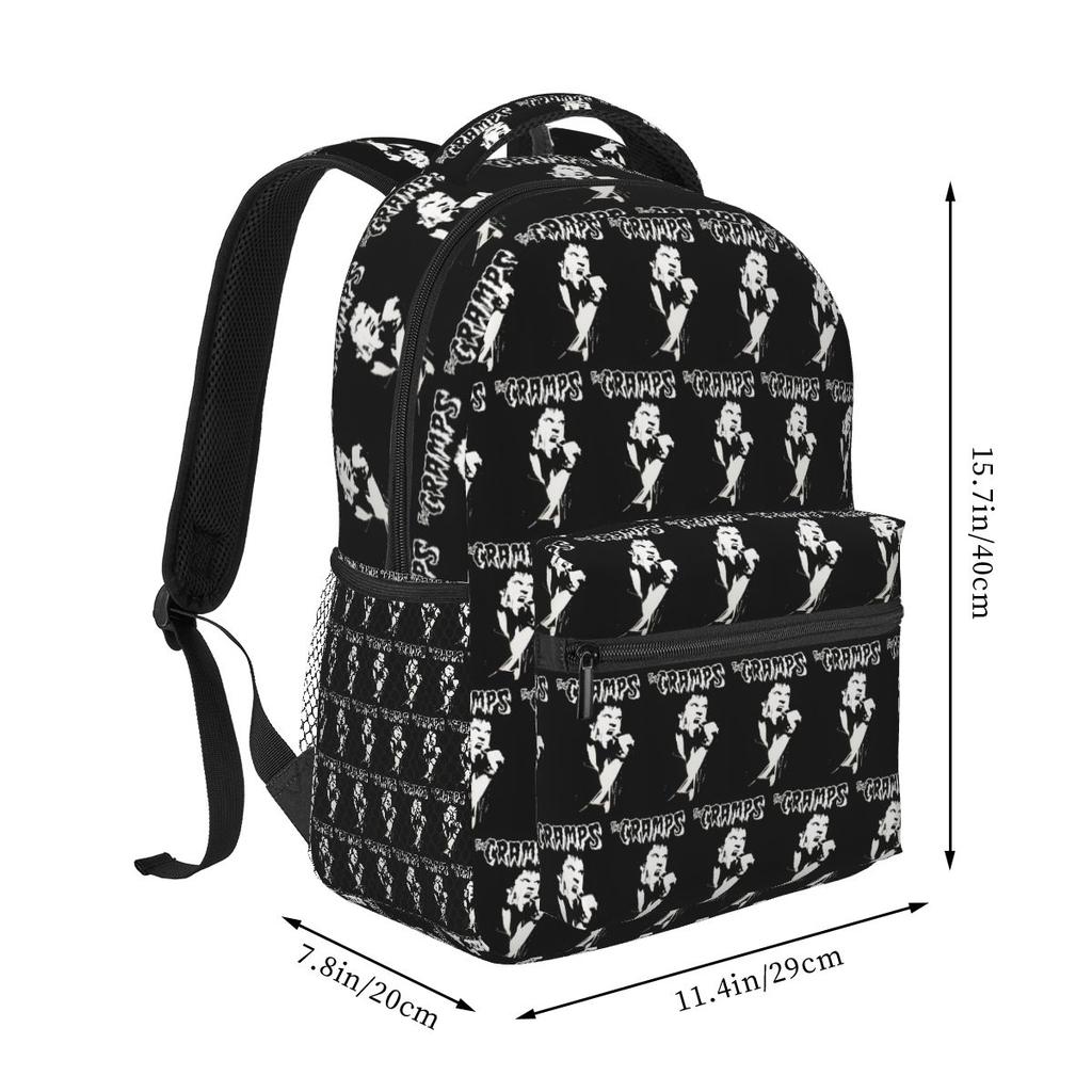 80S The Cramps Band Bad Music For Bad People Student Backpack School Bag Hiking Daypack for Boys Girls Bookbag Shoulder Bags