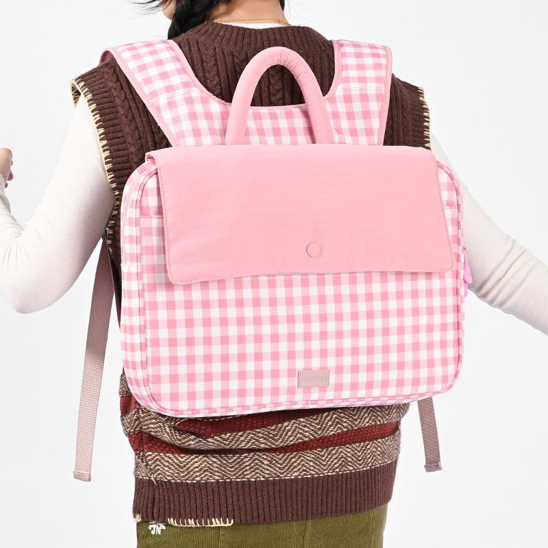 Borsa a tracolla a righe fresca e cool con chiusura per studenti - Borsa a sacco portatile per l'uso del computer