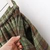 Women's Retro Plaid Wool Blend Midi Skirt - High Waist A-line with Double Pockets for Autumn/Winter