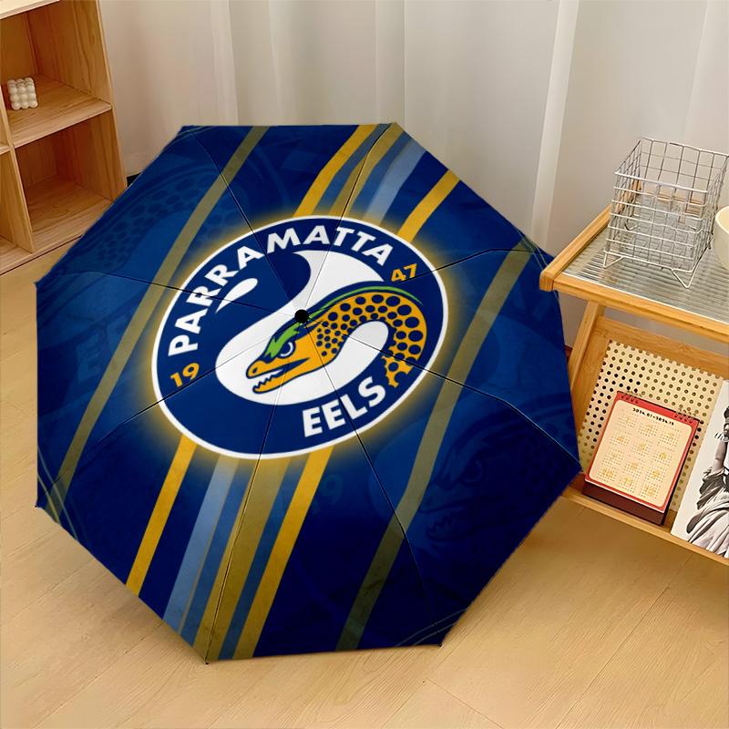 Parramatta Eels Print Auto 8?Ribs Folding Umbrella Wind Resistant Lightweight Automatic Umbrella For Daily Travel