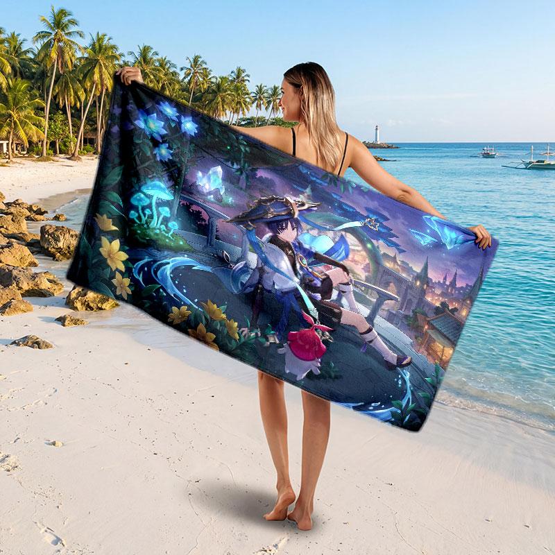 Large Beach TowelGenshin Impact Soft Absorbent Towel Beach Bath Home Use