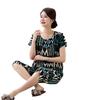 Cotton Silk Pajamas Suit Women's Summer Thin Two Piece Sets Short Sleeve Home Clothing Large Size Sleep Trousers
