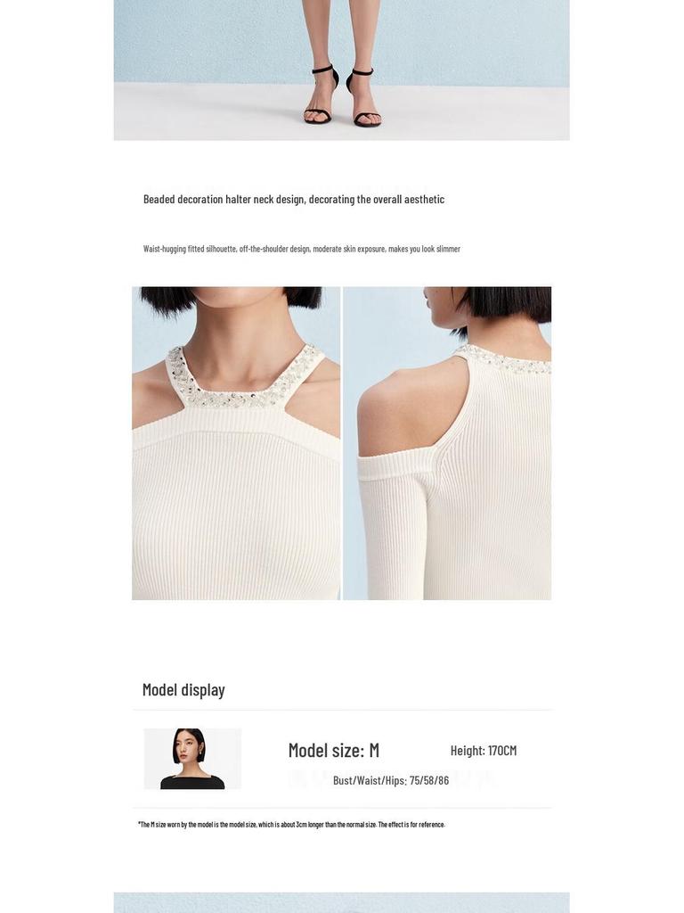Veromoda 2025 Autumn Beaded Round Neck Knit Top