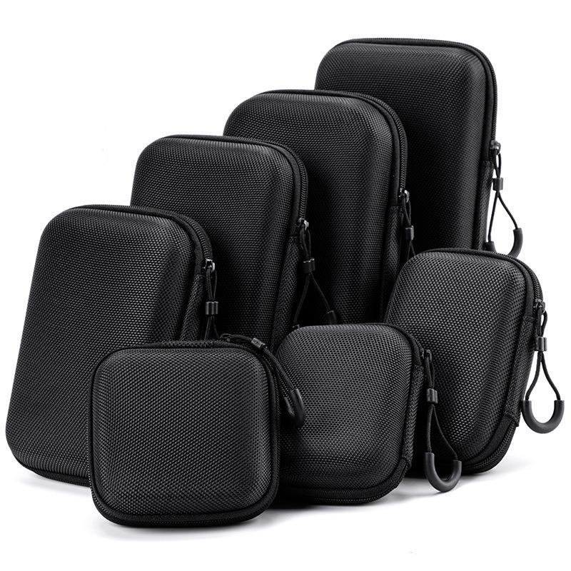 1Pc Hard Shell EVA Storage Box Black Portable Zipper Pouch Carrying Bag Protective Storage Case for Earphone Digital Accessories