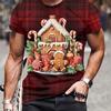 Christmas Series 3D Digital Printed Men's Casual and Fashionable Round Neck Short Sleeved T-shirt