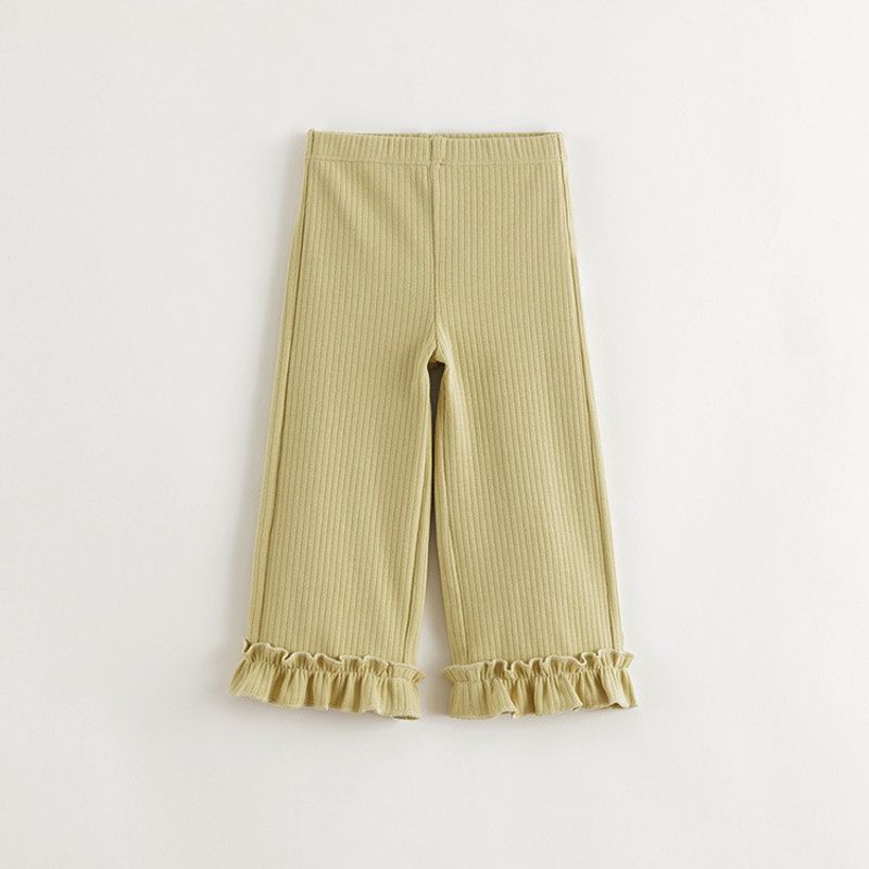 Mark Jenny Girls  Soft Elastic Ribbed Lace Wide-Leg Pants Baby Casual Pants 2026 Spring Collection 550800 Green 130