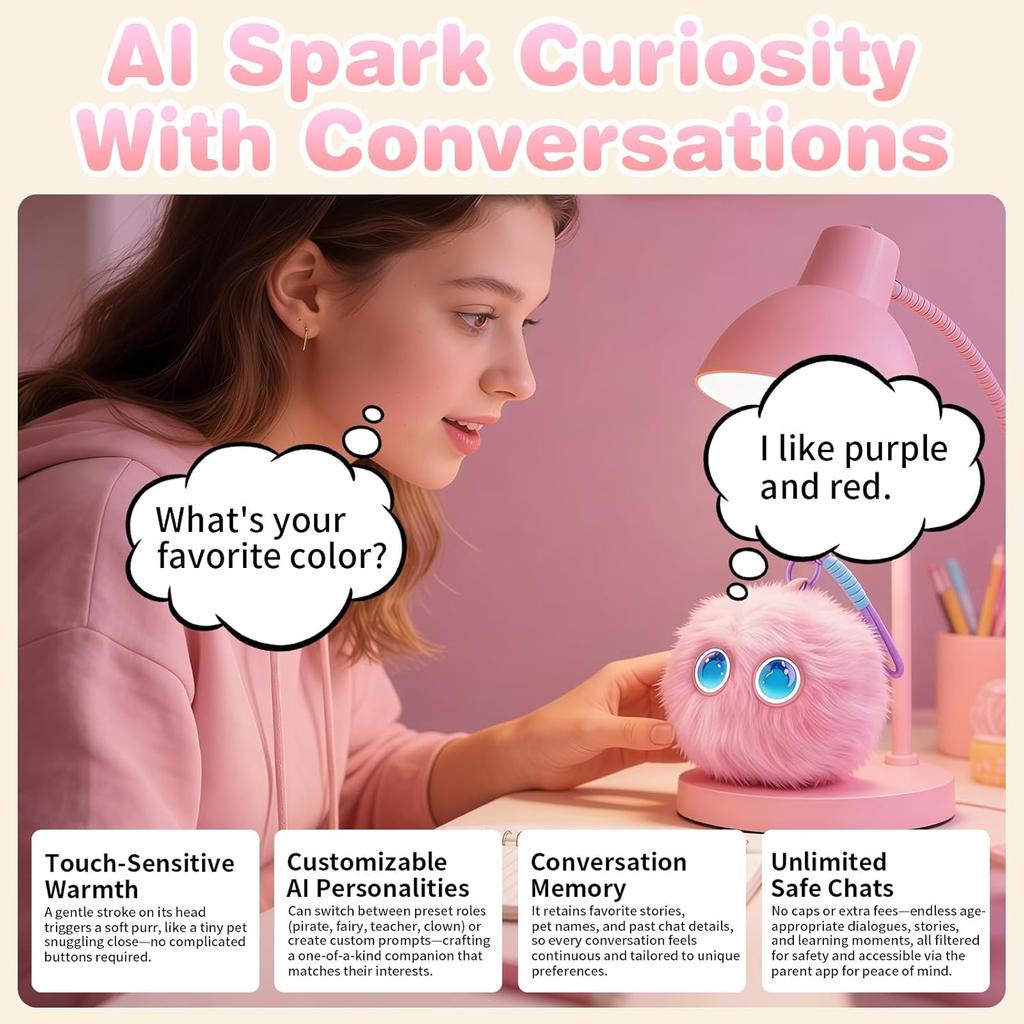AI Smart Plush Stuffed Animal Cute Interactive Electronic Toys Emotional Expressive Eyes Bedtime Story Multilingual Learning