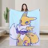 Anime Renamon Cozy Blankets For Sofa Home  Novelty Bedding Throws Winter Travel Car Flannel Bedspread