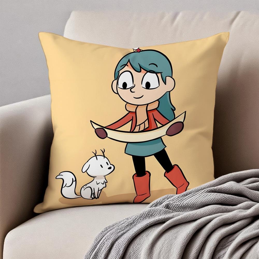 Warm Cute Cartoon H-Hilda Cushion Cover Pillowcase Anti-dustmite Invisible Zipper Short Plush Sofa Cushion