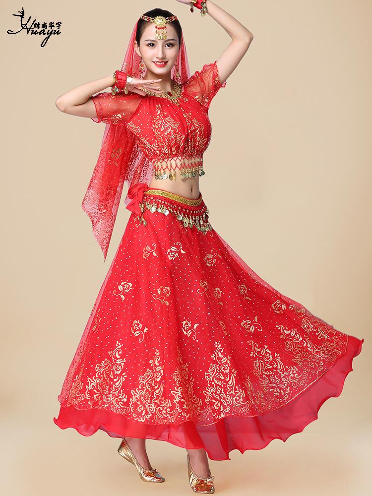 Huayu Danse Ethnique Xinjiang Fille Indienne Chiffon Costume de Performance Ensemble Adulte