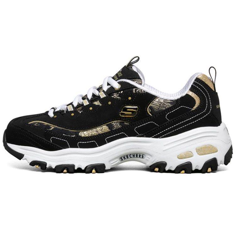 Skechers D Lites 1.0 Black/White/Golden Women's 13091-BKGD