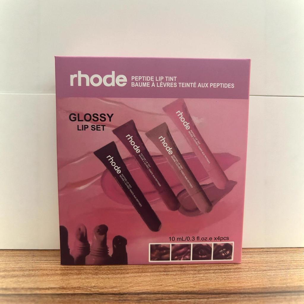 Zestaw 4 sztuk błyszczyka i balsamu do ust Rhode Hailey: Nawilżająca Kolekcja Koloryzująca do Pielęgnacji Ust
