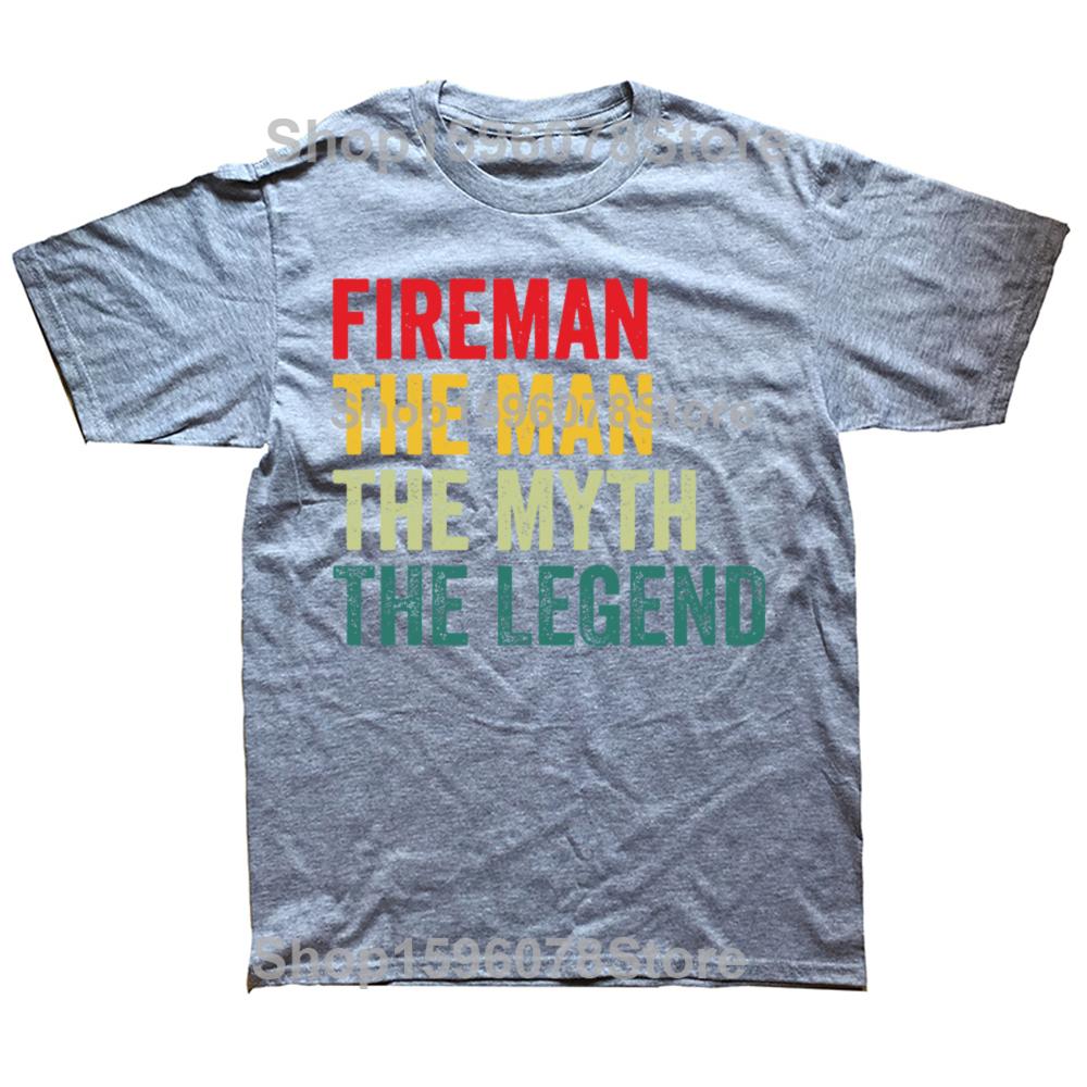 Vtipný muž mýtus hasič legenda Den otců grafická trička pánská bavlněná humor streetwear tričko s krátkým rukávem unisex volné oblečení