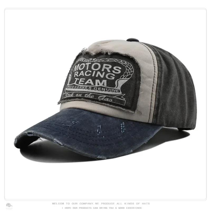 Motors racing team print baseball cap Washed visor American embroidery old duck cap Trucker cap
