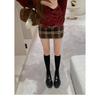Sheepskin extravagant small gold coins round head small leather shoes thick heel thick sole single shoes one pedal genuine leather with skirt women