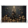 Black Christmas Tree Big Photography Background Golden Ball Shine Star Gift Photo Backdrops Baby Shooting Props Decor Photobooth