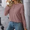 Spring and Autumn Women's Solid Colour Knitted Jacquard Long Sleeve Top