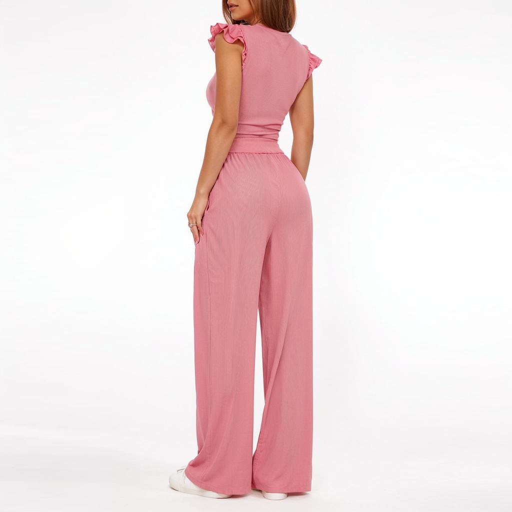 Women's Fashionable Casual Loose Wide-leg Pants Set