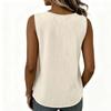 Women Sleeveless Pullover Top Loose Fit V Neck Button Detail Casual Summer Blouse Lightweight Breathable Fabric Comfortable Fit