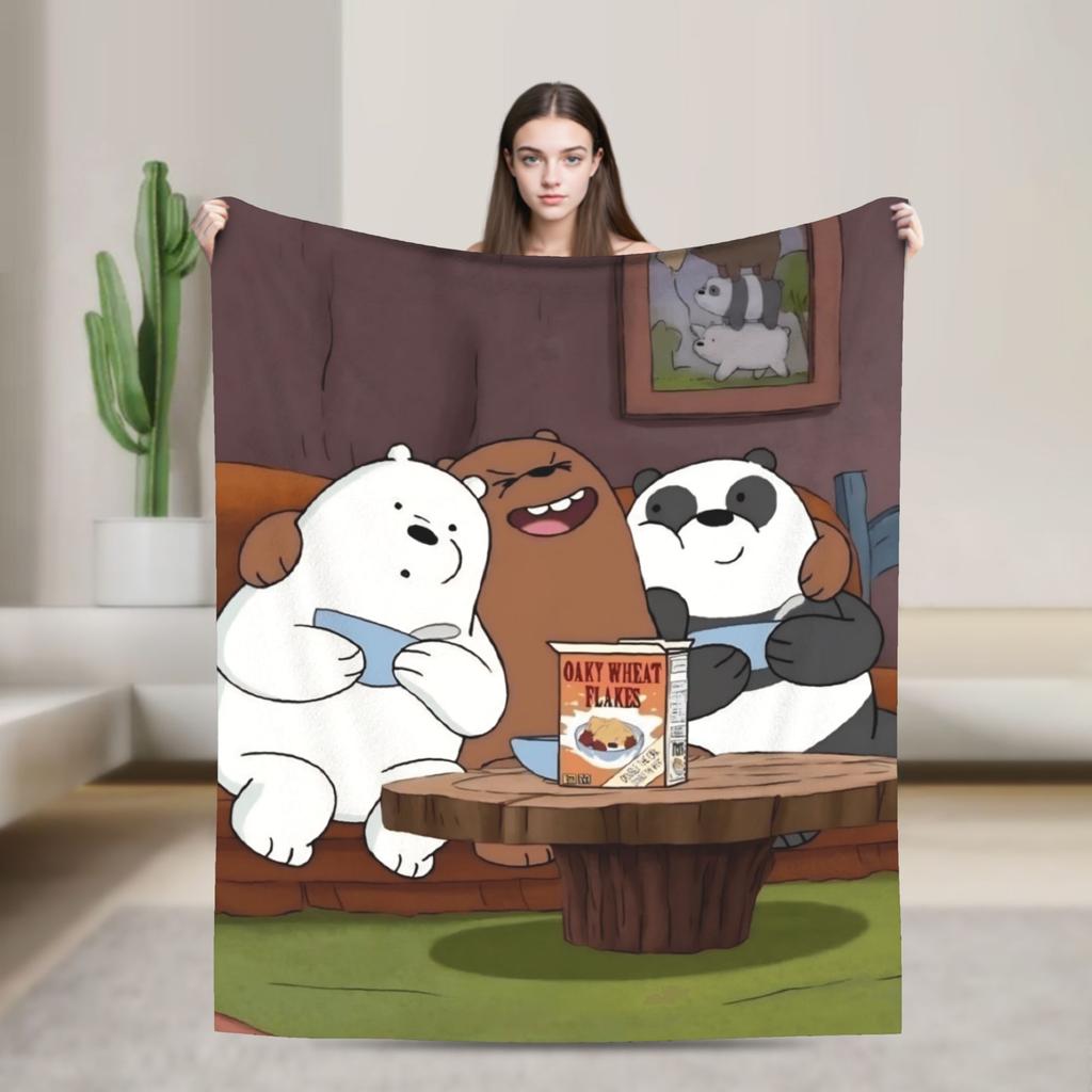 Warm Soft Blanket Camping We Bare Bears Somos Osos Bedding Throws Flannel Bedspread For Couch Bed Pattern Sofa Bed Cover