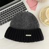 Women Autumn Winter  New Knitted Beanie Cap Korean Version Thickened Warm Color Matching Couple Student Fashion Wool Hat Men