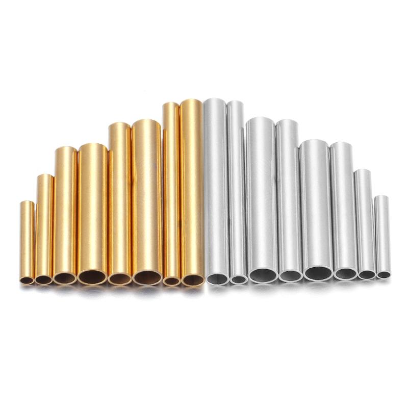 10pcs/Lot Stainless Steel Tube Spacer Beads Connector Straight Tube For Jewelry Making DIY Chock Necklace Making Wholesale