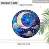 2D Flat Stained Glass Moon and Stars Night Sky Window Decoration Colored Glass Plate, 7.87inches Deep Blue Starry Sky Design Hanging Sun Catcher