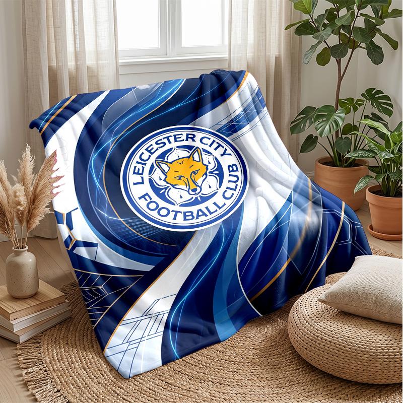 Leicester City Fußball Druck Flanell Decke, Weiche Warme Leichte Überwurfdecke für Sofa Bett Camping