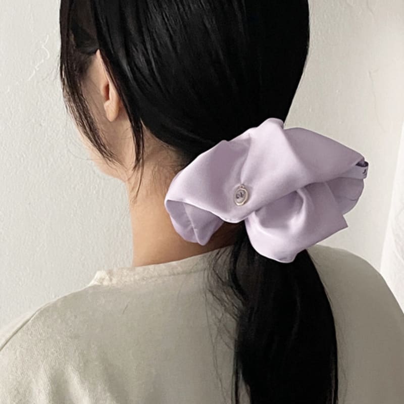 oar Drop Cameo Satin Wide Scrunchie [Choose 1 of 5 Colors]