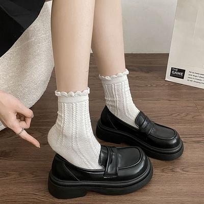 White Round Head Retro British Style Platform Small Leather Shoes Women's 2025 New Summer One-pedal Versatile Loafer Single Shoes